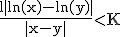 \rm \frac{l|ln(x)-ln(y)|}{|x-y|}<K